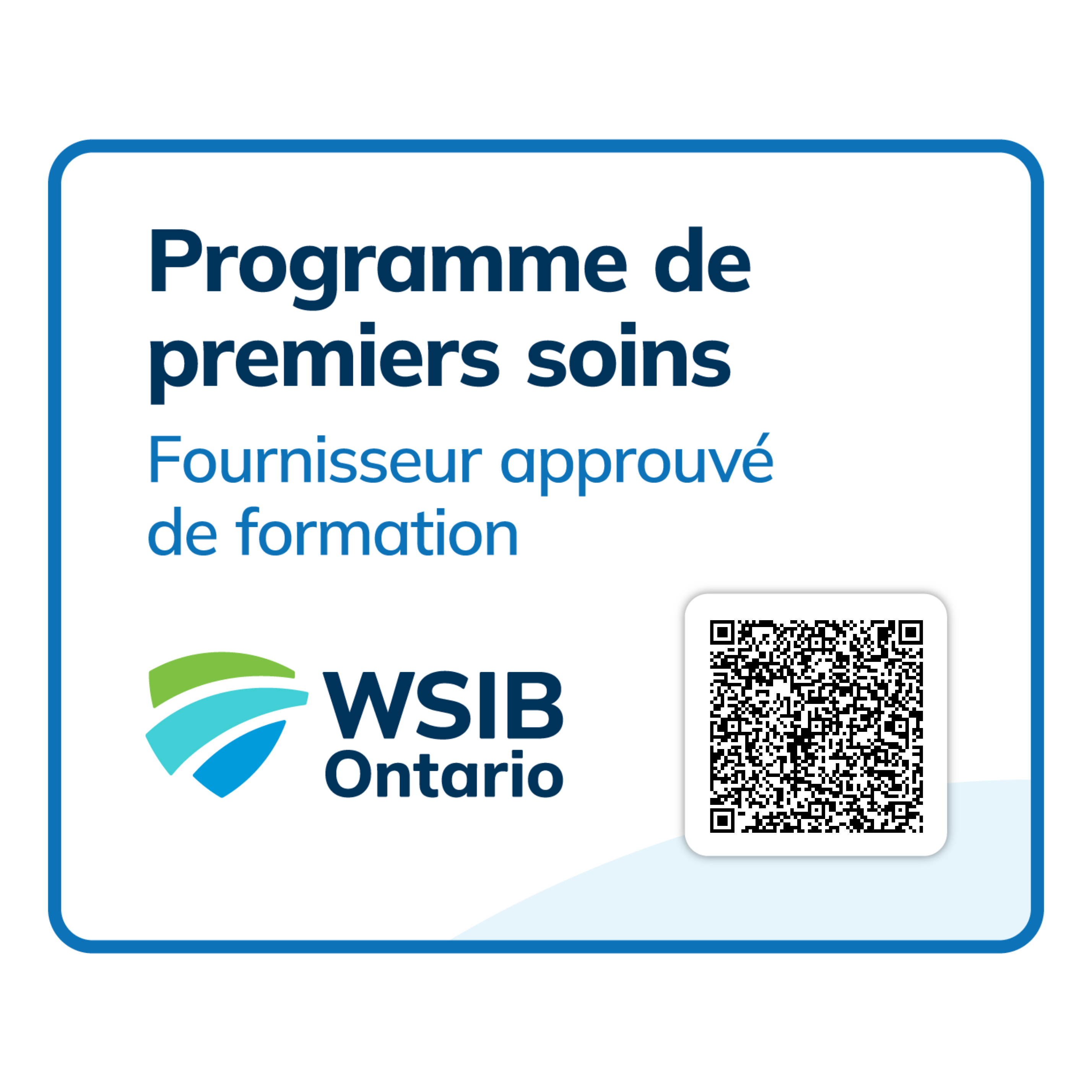 WSIB Programme de premiers soins - Fournisseur approuvé de formation